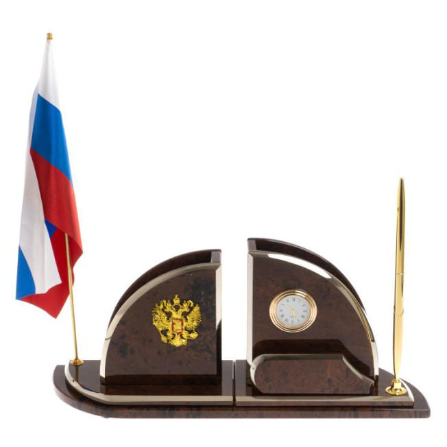 Настольный набор с флагом &quot;Полумесяц&quot; камень обсидиан