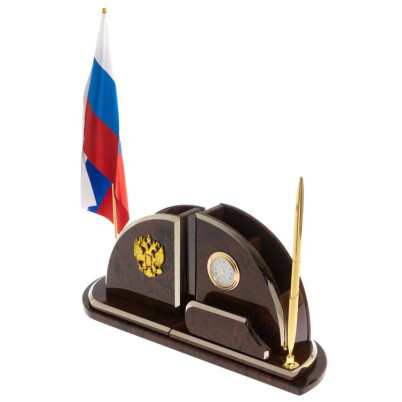 Настольный набор с флагом &quot;Полумесяц&quot; камень обсидиан