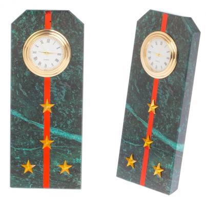 Подарочные часы "Погон капитан ВС" камень змеевик