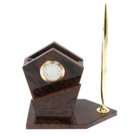 Карандашница с ручкой "Грани" камень обсидиан