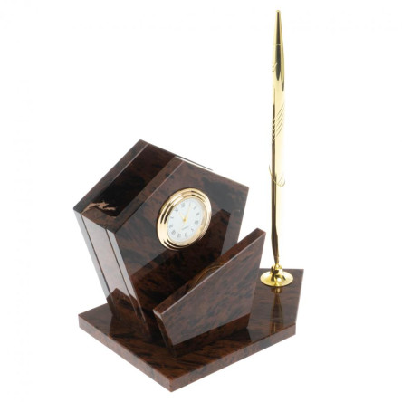 Карандашница с ручкой "Грани" камень обсидиан