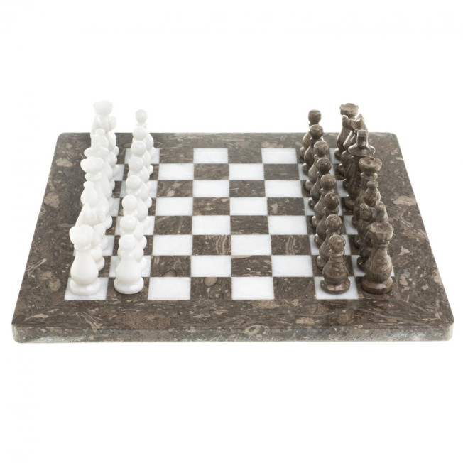 Шахматы сувенирные "Битва" камень мрамор ракушечник 25х25 см