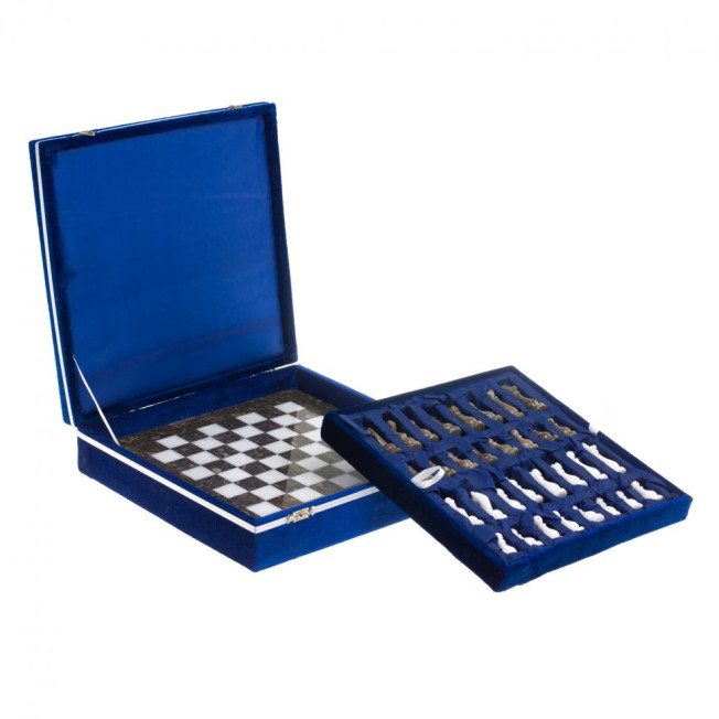 Шахматы сувенирные "Битва" камень мрамор ракушечник 25х25 см