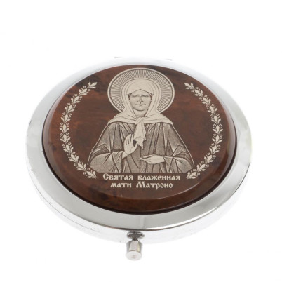 Зеркало с иконой &quot;Св. Матрона&quot; из коричневого обсидиана