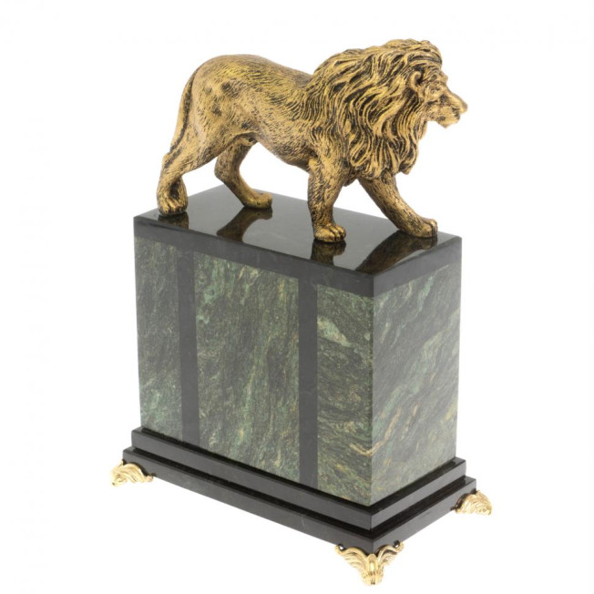 Настольные часы &quot;Гордый лев&quot; из шабровского змеевика