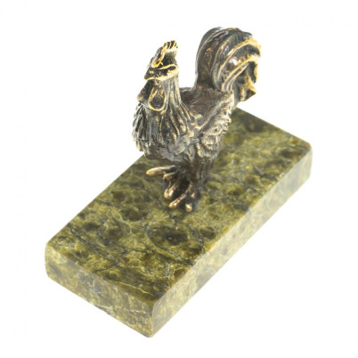 Статуэтка из бронзы на подставке из змеевика &quot;Курочка&quot;