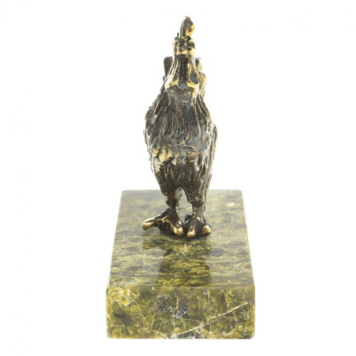 Статуэтка из бронзы на подставке из змеевика &quot;Курочка&quot;