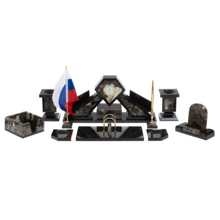 Письменный набор "Алмаз" из камня конгломерат