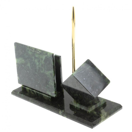 Письменный набор "Герб РФ" камень змеевик