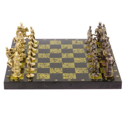 Шахматы настольные &quot;Богатыри&quot; змеевик бронза 40х40 см