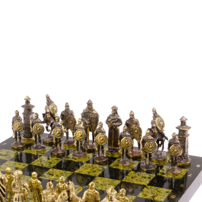 Шахматы настольные &quot;Богатыри&quot; змеевик бронза 40х40 см