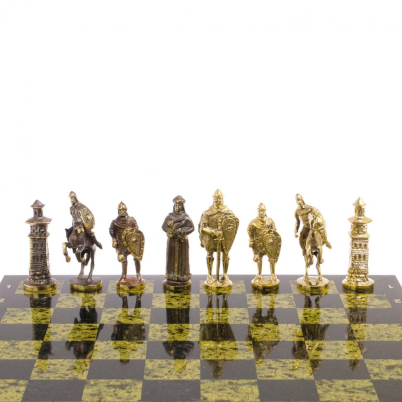Шахматы настольные &quot;Богатыри&quot; змеевик бронза 40х40 см