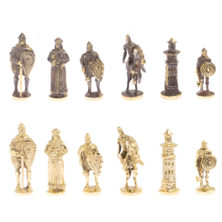 Шахматы настольные "Богатыри" змеевик бронза 40х40 см