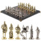 Настольные шахматы "Русь" доска 40х40 см камень лемезит фигуры металлические