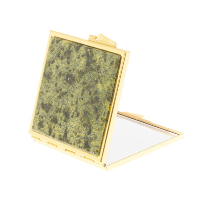 Зеркальце квадратное из змеевика цвет золото