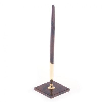 Ручка из обсидиана на подставке коричневая