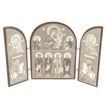 Икона складная "Иконостас" арка большая камень обсидиан
