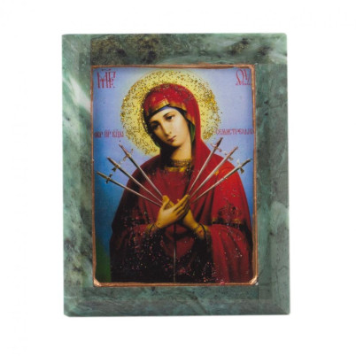 Икона настольная &quot;Семистрельная&quot; камень змеевик 9х7,2х3 см