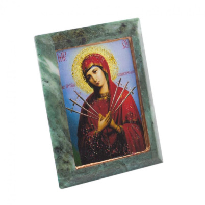 Икона настольная &quot;Семистрельная&quot; камень змеевик 9х7,2х3 см
