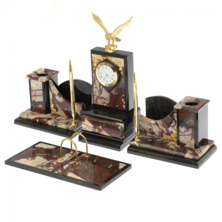 Настольный набор "Горный орел" из камня креноид