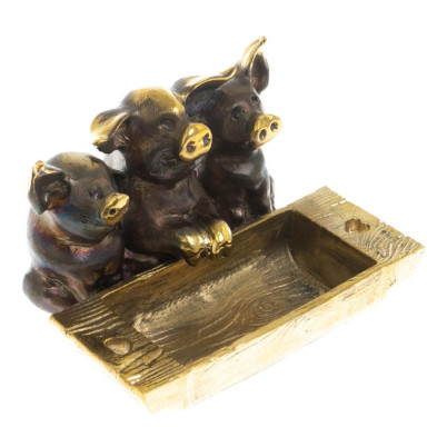 Пепельница &quot;Три поросенка&quot; из бронзы