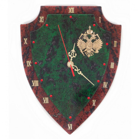 Настенные часы "Щит" бронза змеевик