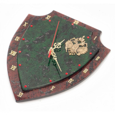 Настенные часы &quot;Щит&quot; бронза змеевик