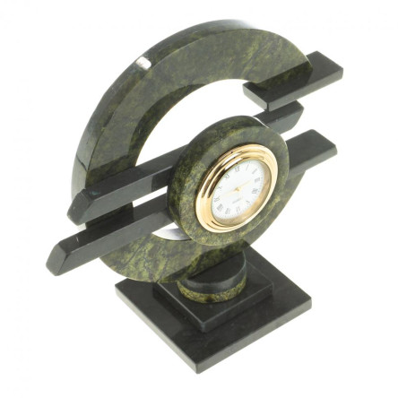 Настольные часы "Евро" из камня змеевик