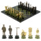 Шахматы подарочные "Железнодорожники" из бронзы и змеевика 48х48 см