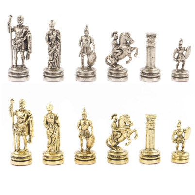 Шахматный набор &quot;Римляне&quot; доска 28х28 см мрамор и лемезит фигуры цвет золото-серебро