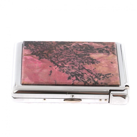 Портсигар на 20 сигарет с зажигалкой камень родонит