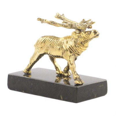 Статуэтка &quot;Олень идет&quot; малый змеевик бронза