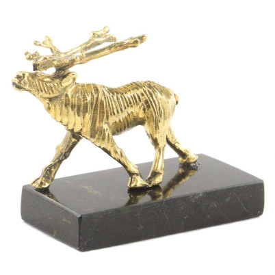 Статуэтка &quot;Олень идет&quot; малый змеевик бронза