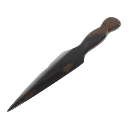 Декоративный нож из коричневого обсидиана 24,5х4,5х1 см