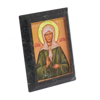 Икона настольная &quot;Святая Матрона&quot; камень змеевик 9х7,2х3 см