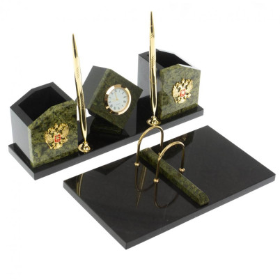 Настольный набор &quot;Куб&quot; змеевик