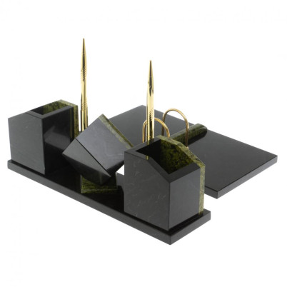 Настольный набор &quot;Куб&quot; змеевик