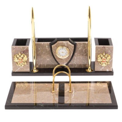 Письменный набор &quot;Щит из бежевого мрамора