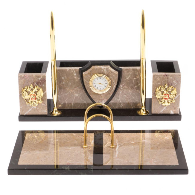 Письменный набор &quot;Щит из бежевого мрамора