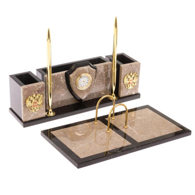 Письменный набор &quot;Щит из бежевого мрамора