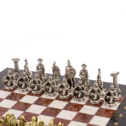 Шахматы &quot;Царь Леонид&quot; доска 28х28 см лемезит мрамор