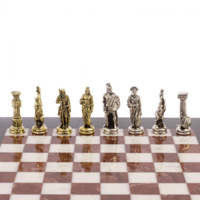 Шахматы &quot;Царь Леонид&quot; доска 28х28 см лемезит мрамор