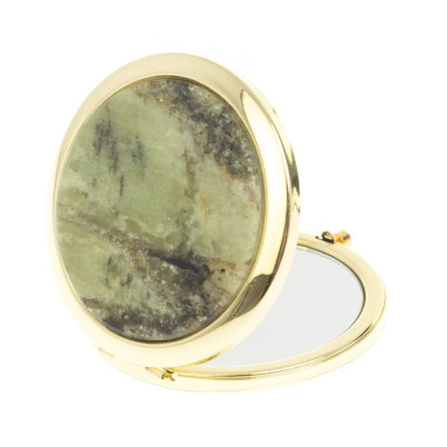 Зеркало круглое из камня желтый апатит цвет золото