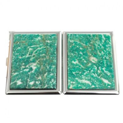 Портсигар на 10 сигарет с зажигалкой камень амазонит