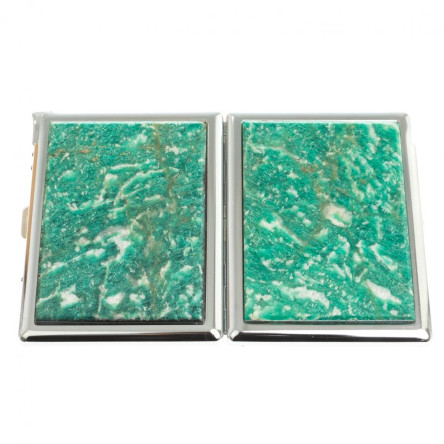 Портсигар на 10 сигарет с зажигалкой камень амазонит