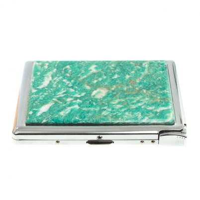 Портсигар на 10 сигарет с зажигалкой камень амазонит