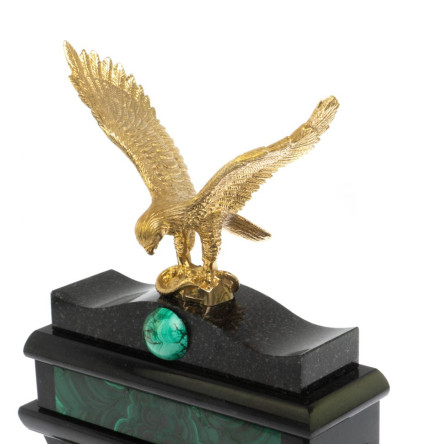 Настольные часы с ручками "Орел" из малахита