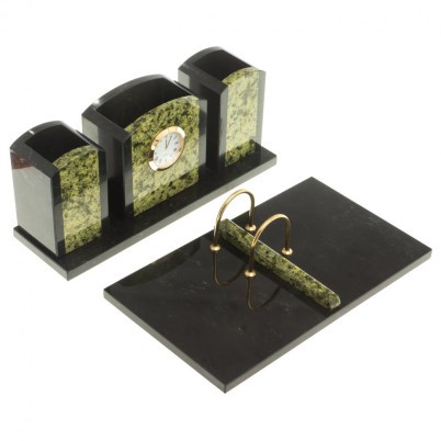 Настольный набор из змеевика &quot;Канцелярский&quot;