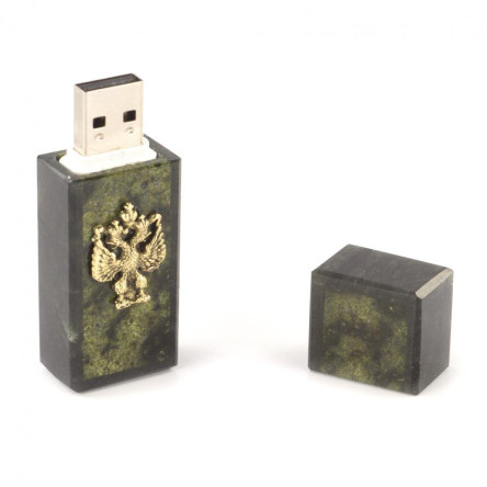 Флешка из камня змеевик с гербом РФ 32 GB