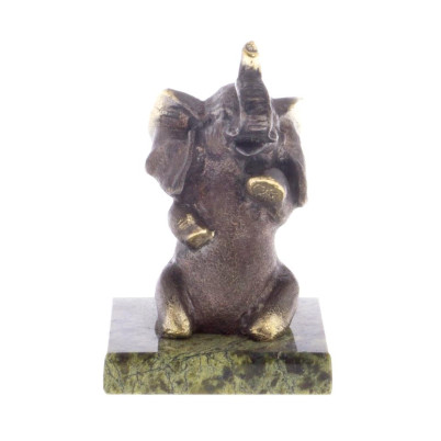 Статуэтка из бронзы &quot;Слон&quot; на змеевике